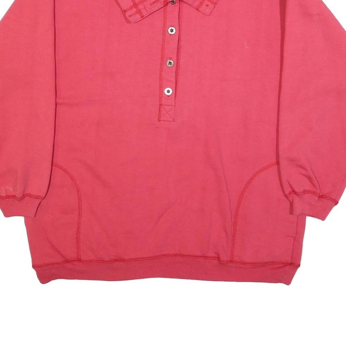 PRO SPIRIT Womens Red Polo Collar L Cotton Blend Sweatshirt Casual Pullover