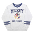 DISNEY Womens White & Navy Mickey And Friends Crew Neck M Cotton Sweatshirt