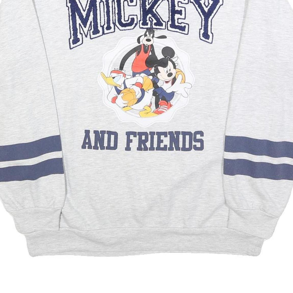 DISNEY Womens White & Navy Mickey And Friends Crew Neck M Cotton Sweatshirt