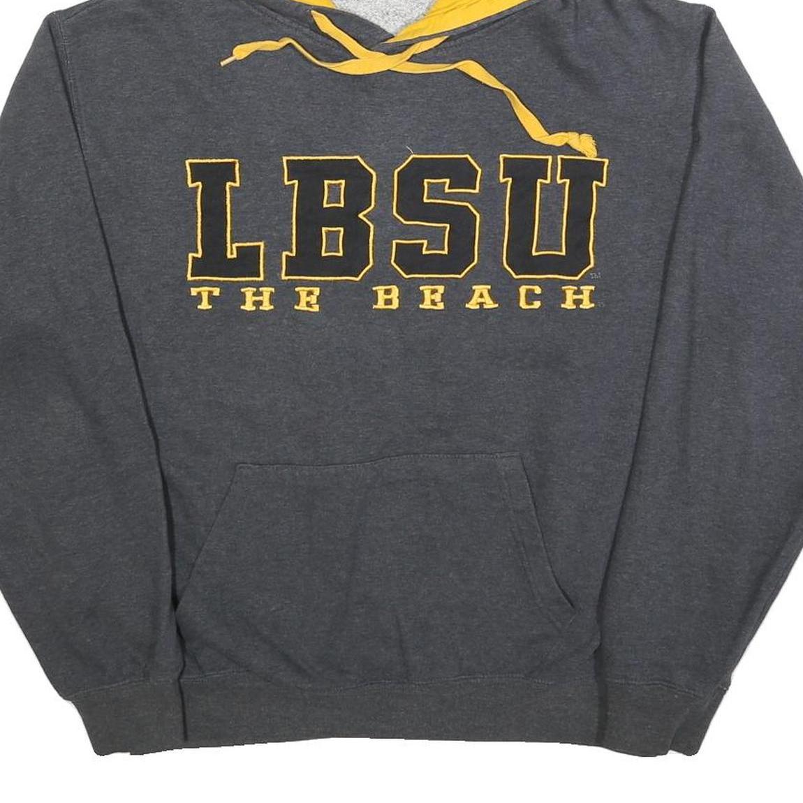 STADIUM Mens Grey & Yellow LBSU The Beach Pullover Hoodie M Cotton Blend