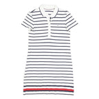 TOMMY HILFIGER Womens White & Navy Striped Polo Cotton Mini Dress XS Classic Fit