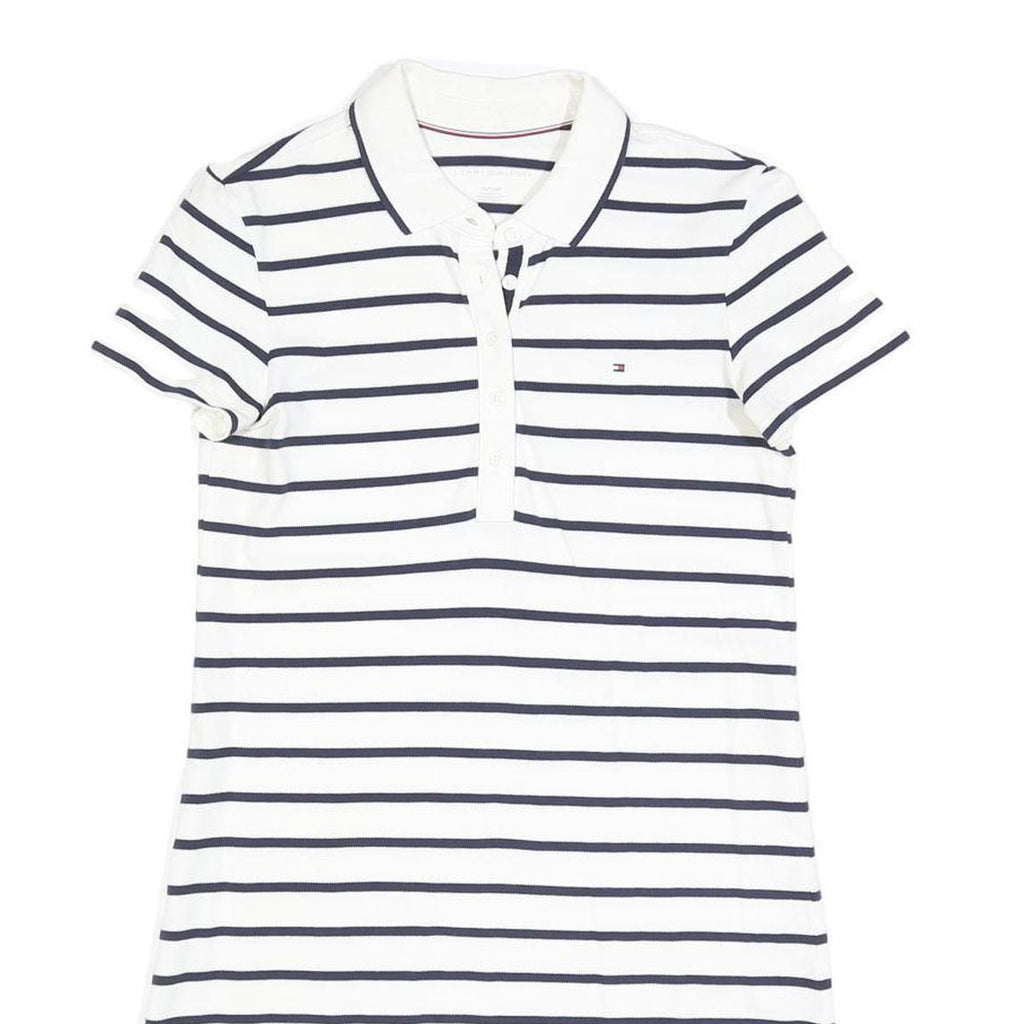 TOMMY HILFIGER Womens White & Navy Striped Polo Cotton Mini Dress XS Classic Fit