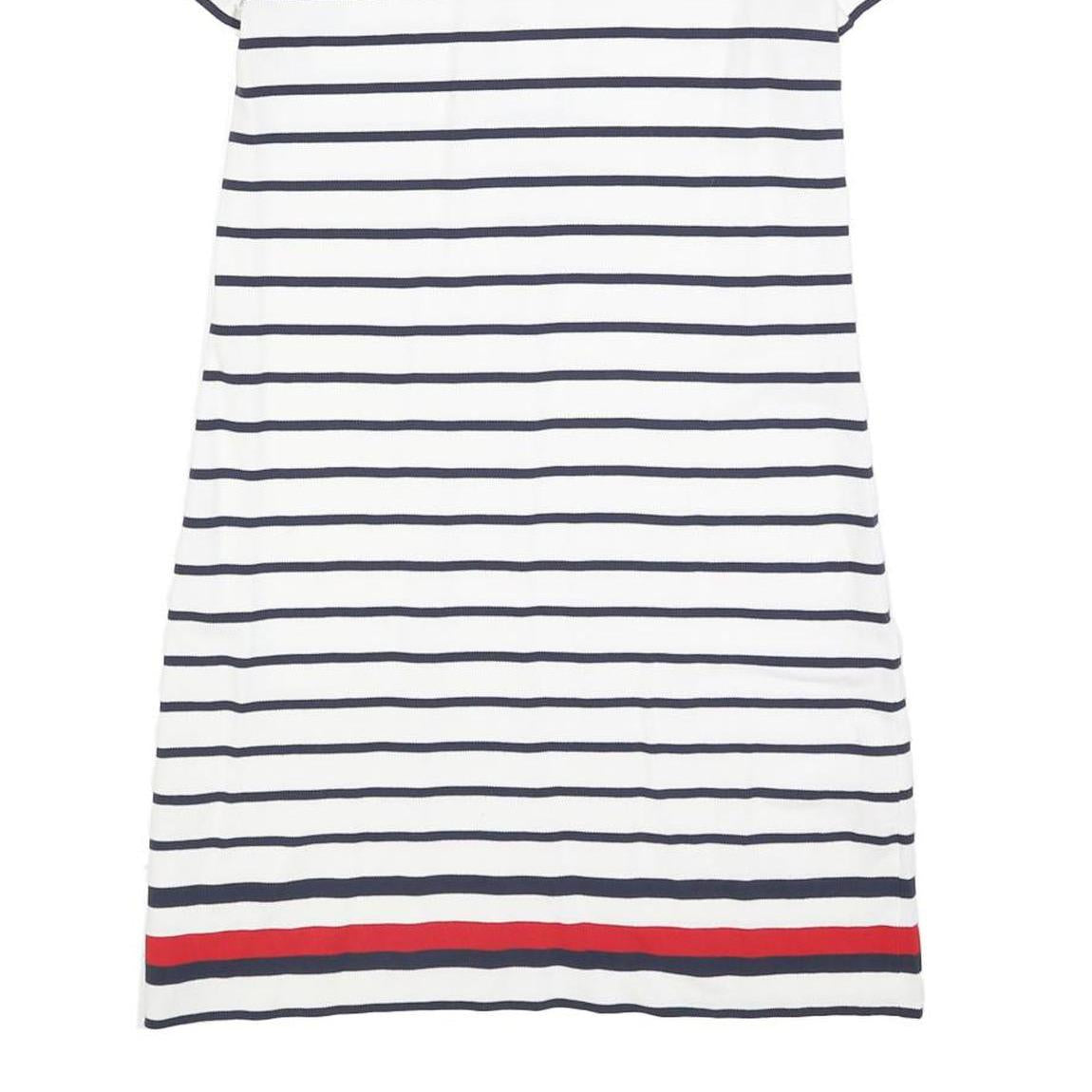 TOMMY HILFIGER Womens White & Navy Striped Polo Cotton Mini Dress XS Classic Fit