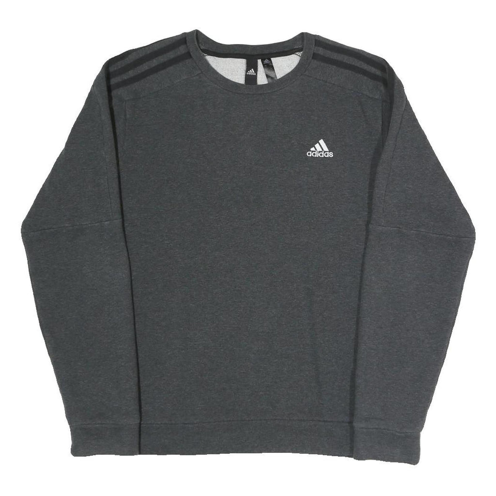 ADIDAS Womens Grey Cotton Blend Crew Neck Sweatshirt S Lightweight Pullover