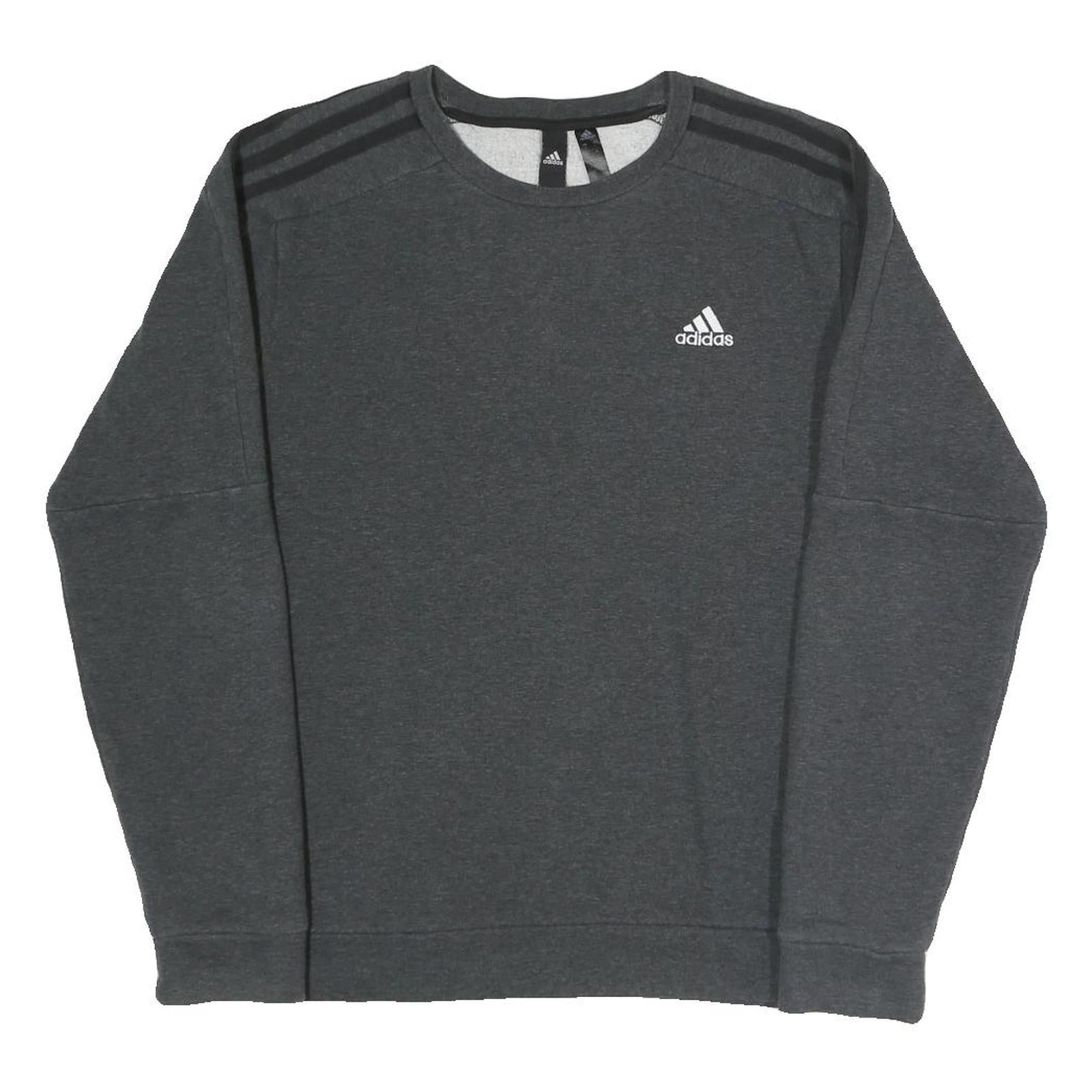 ADIDAS Womens Grey Cotton Blend Crew Neck Sweatshirt S Lightweight Pullover