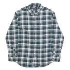 CHAPS Mens Green & White Check Shirt XL Cotton Blend Button Down Casual
