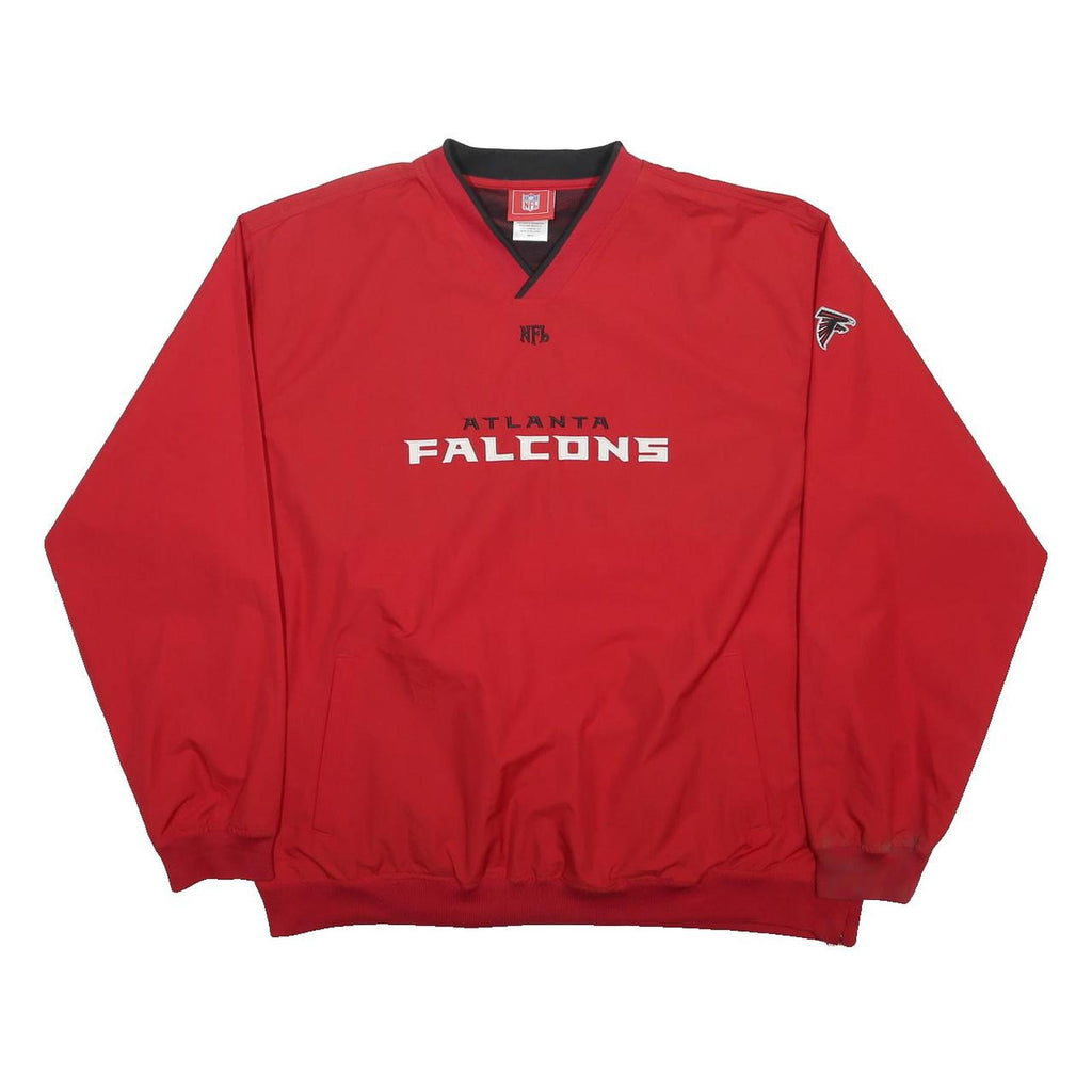 NFL Mens Red Atlanta Falcons V-Neck XL Football Sweatshirt Polyester Pullover