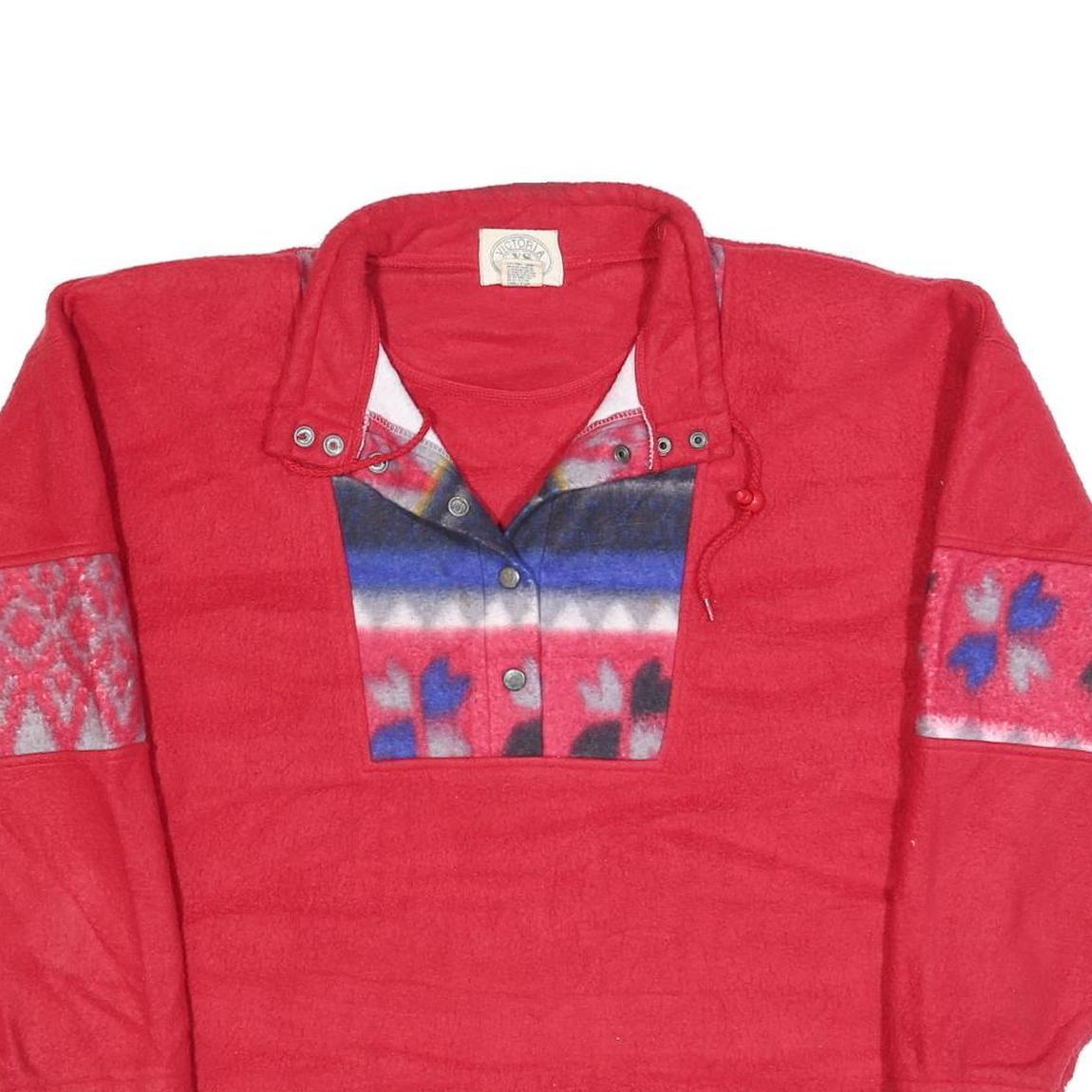 VICTORIA SPORT Womens Red Patterned Pullover Jumper Polyester L Activewear