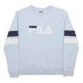 FILA Mens Blue & White Crew Neck S Cotton Blend Sweatshirt Logo Casual Pullover
