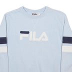 FILA Mens Blue & White Crew Neck S Cotton Blend Sweatshirt Logo Casual Pullover