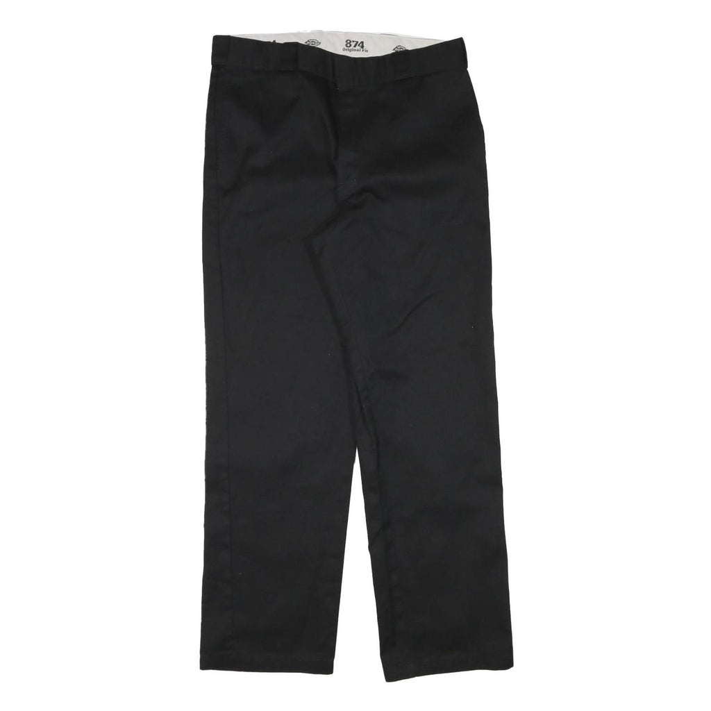 DICKIES Mens Cotton Blend Black Regular Straight Trousers W34 L31 Workwear Zip