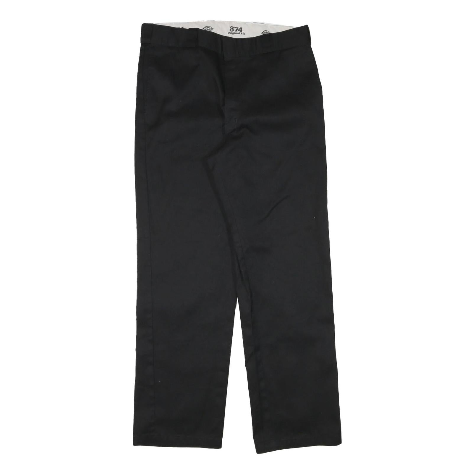 DICKIES Mens Cotton Blend Black Regular Straight Trousers W34 L31 Workwear Zip
