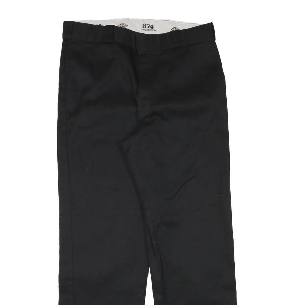 DICKIES Mens Cotton Blend Black Regular Straight Trousers W34 L31 Workwear Zip