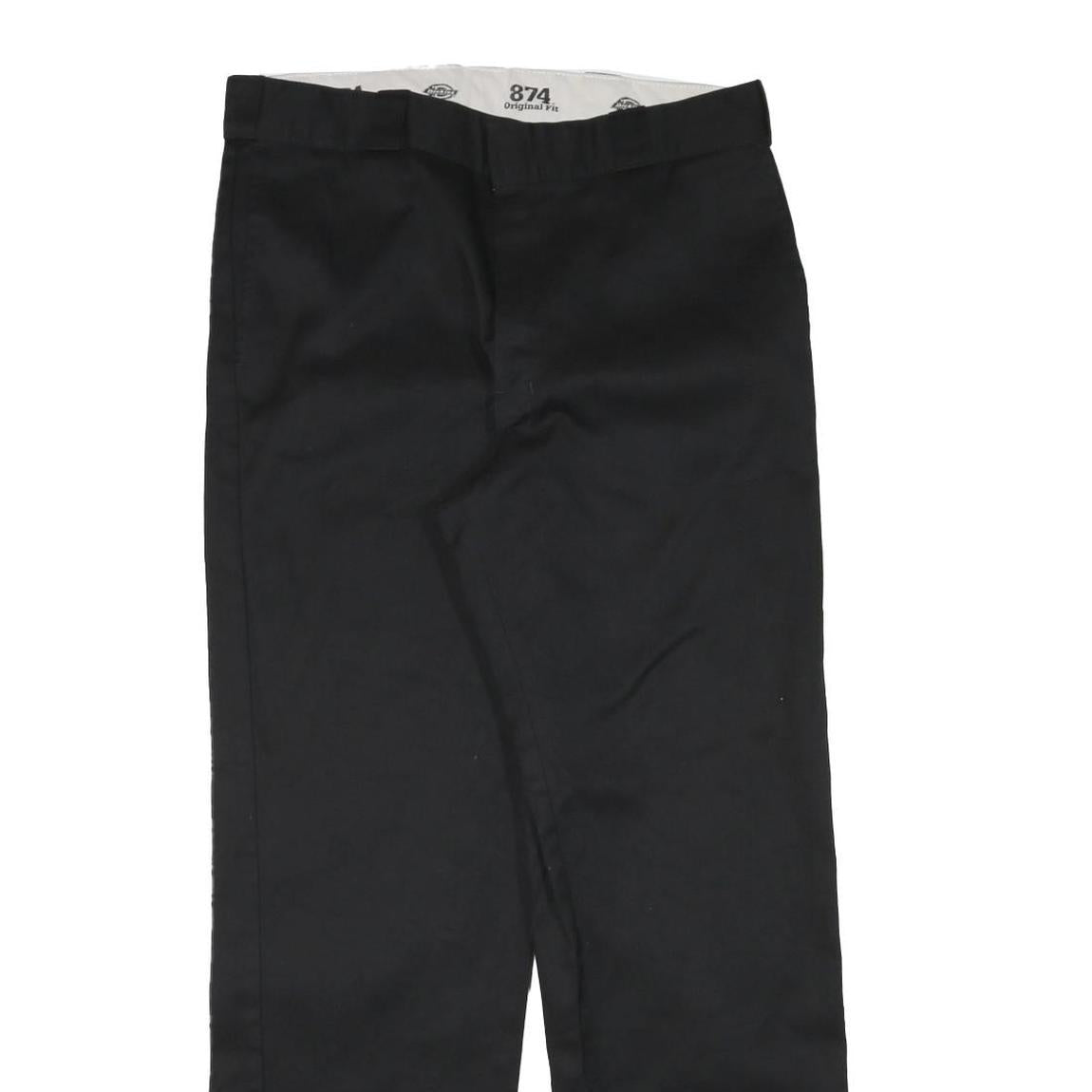 DICKIES Mens Cotton Blend Black Regular Straight Trousers W34 L31 Workwear Zip