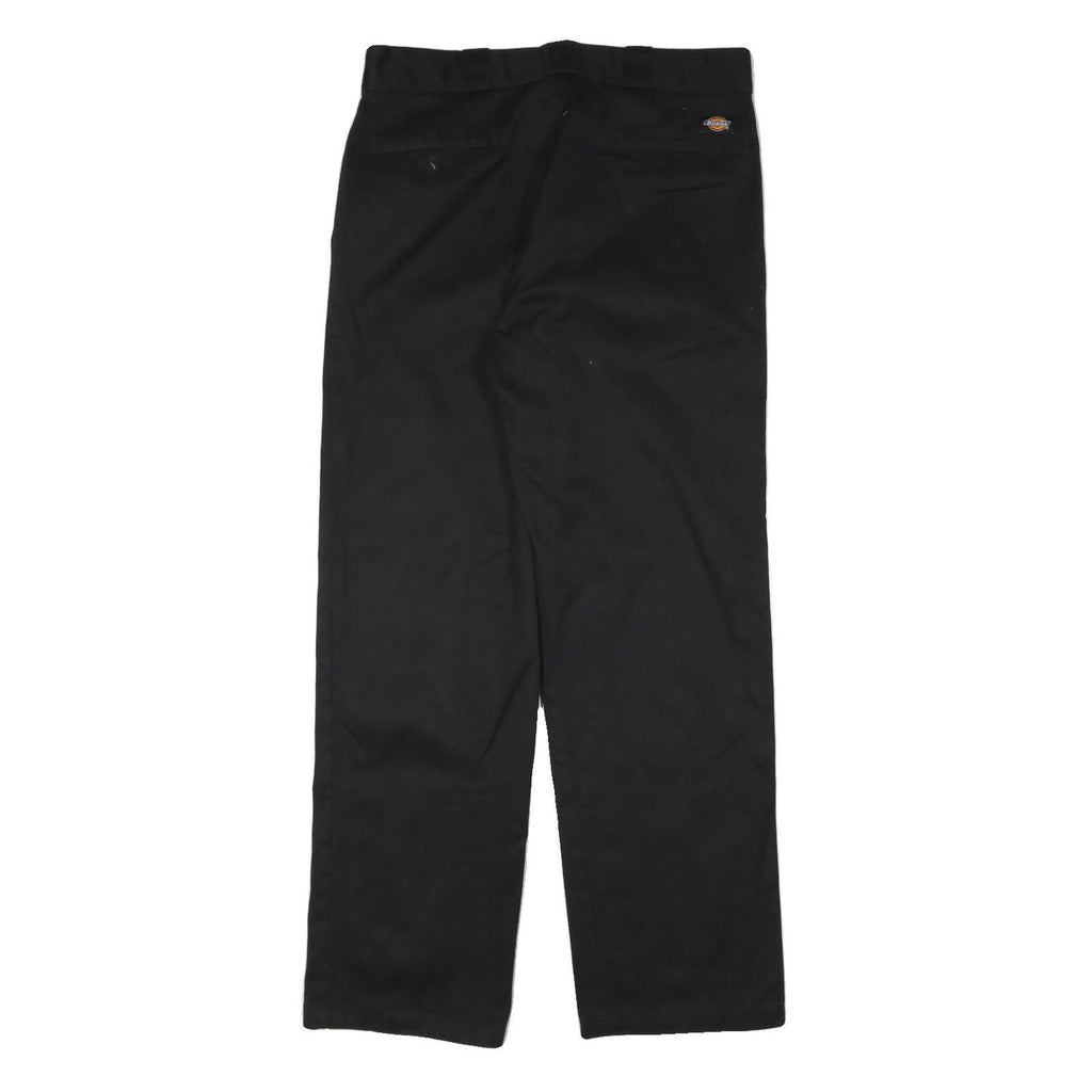 DICKIES Mens Cotton Blend Black Regular Straight Trousers W34 L31 Workwear Zip