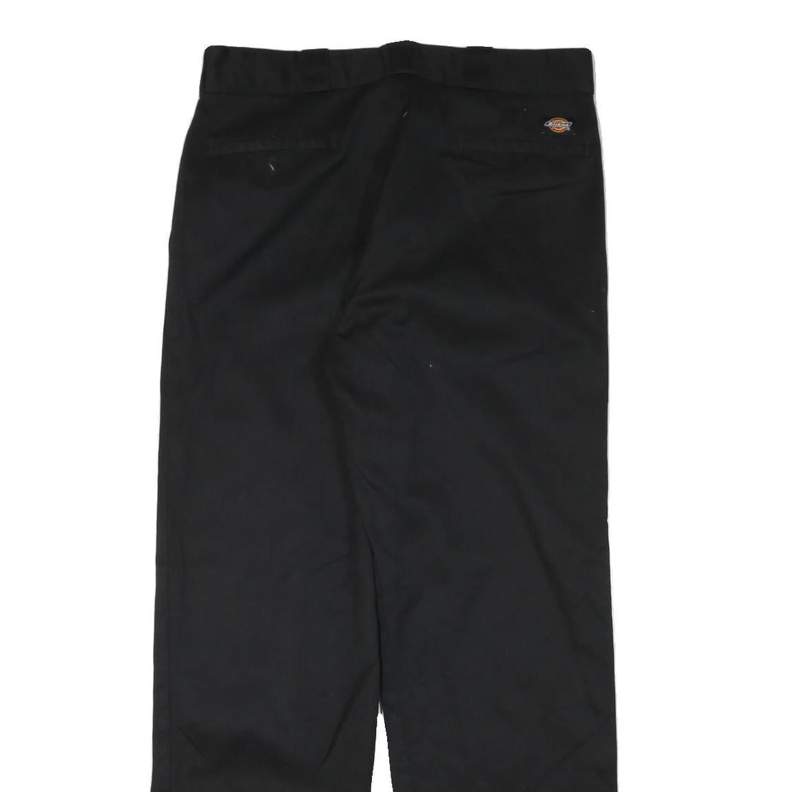 DICKIES Mens Cotton Blend Black Regular Straight Trousers W34 L31 Workwear Zip