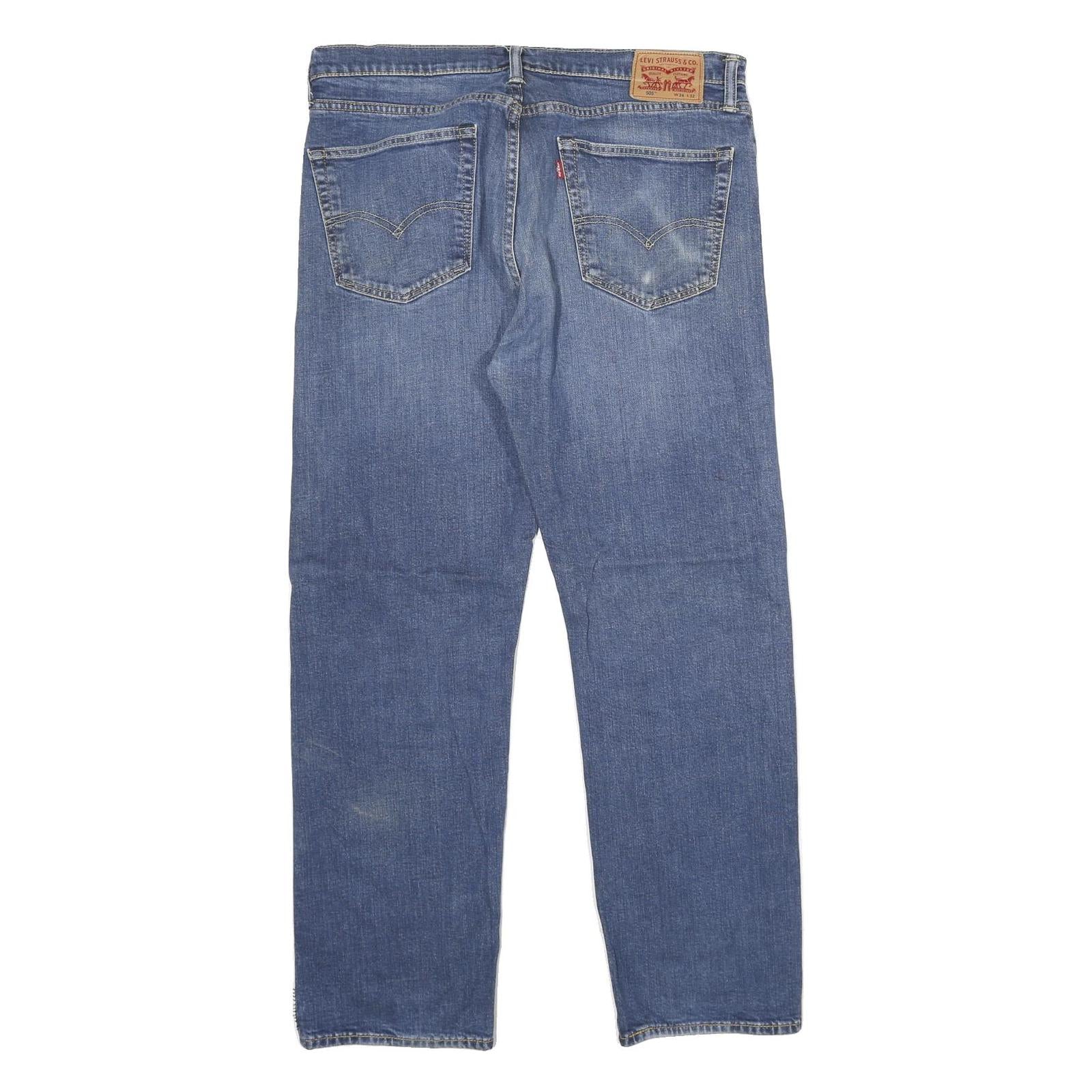 LEVI'S 505 Mens Jeans Blue Regular Straight Denim Medium W36 L32 Classic Zip