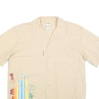 TRIBORD Mens Beige Hawaiian Shirt L Floral Print Cotton Blend Casual Summer