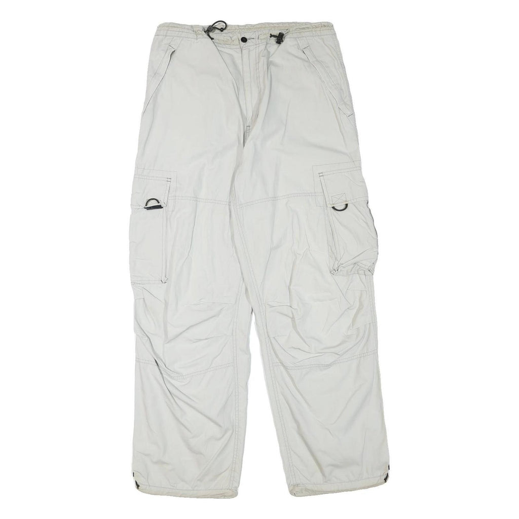 YES OR NO Mens Relaxed Drawstring Cotton Blend White Cargo Trousers W32 L29