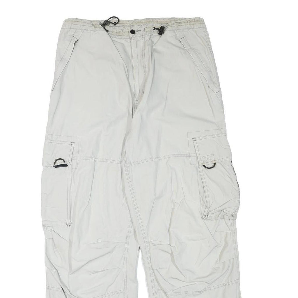 YES OR NO Mens Relaxed Drawstring Cotton Blend White Cargo Trousers W32 L29