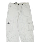 YES OR NO Mens Relaxed Drawstring Cotton Blend White Cargo Trousers W32 L29