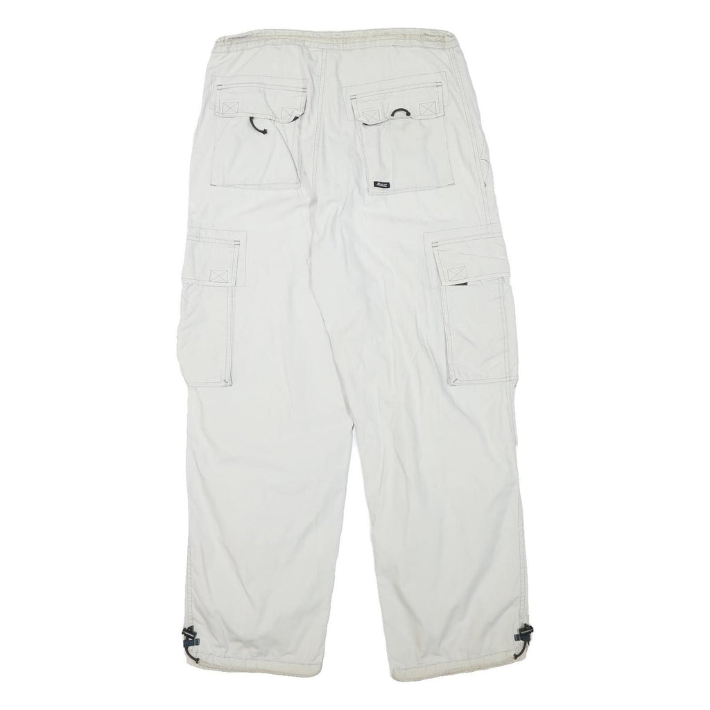 YES OR NO Mens Relaxed Drawstring Cotton Blend White Cargo Trousers W32 L29