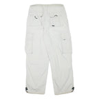 YES OR NO Mens Relaxed Drawstring Cotton Blend White Cargo Trousers W32 L29