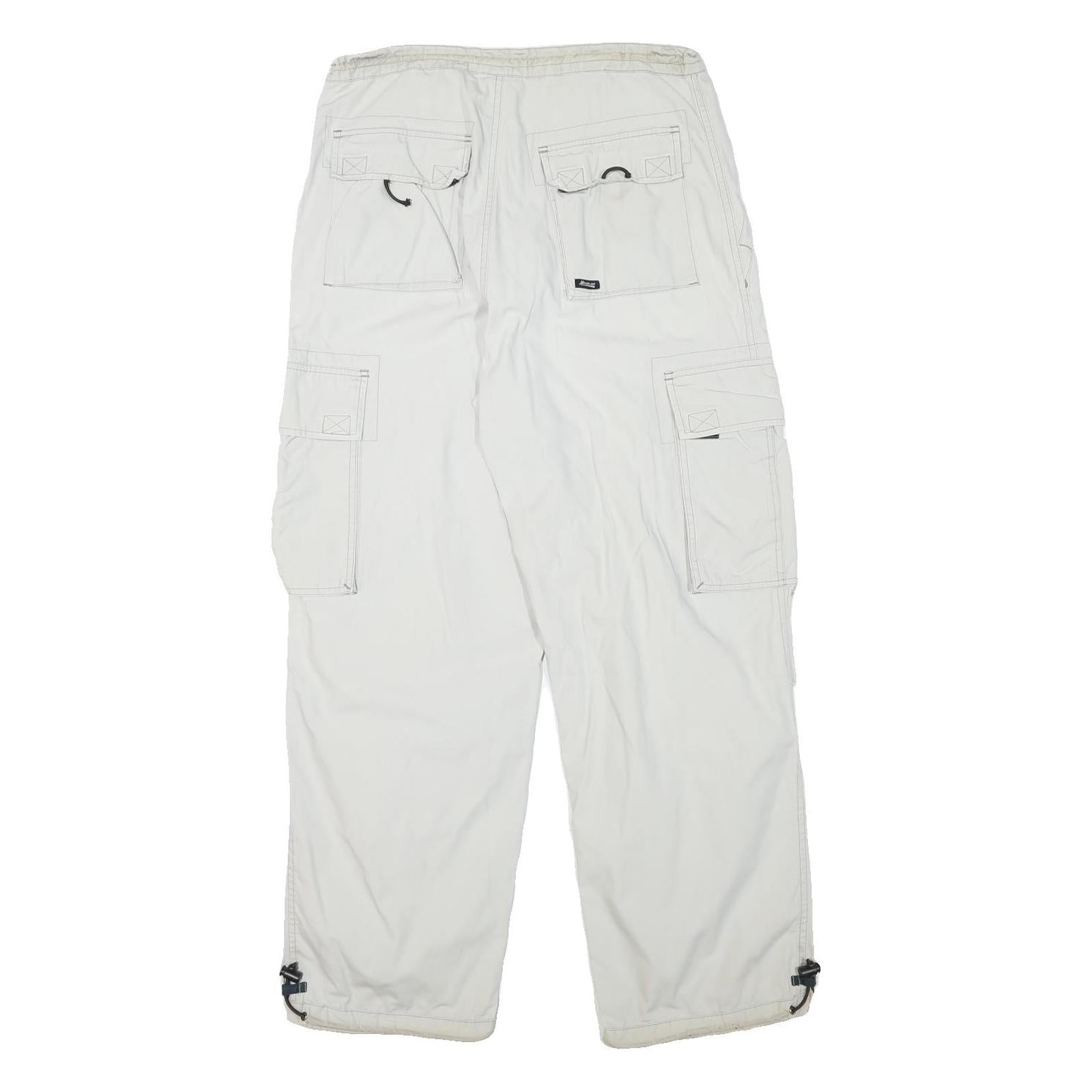YES OR NO Mens Relaxed Drawstring Cotton Blend White Cargo Trousers W32 L29
