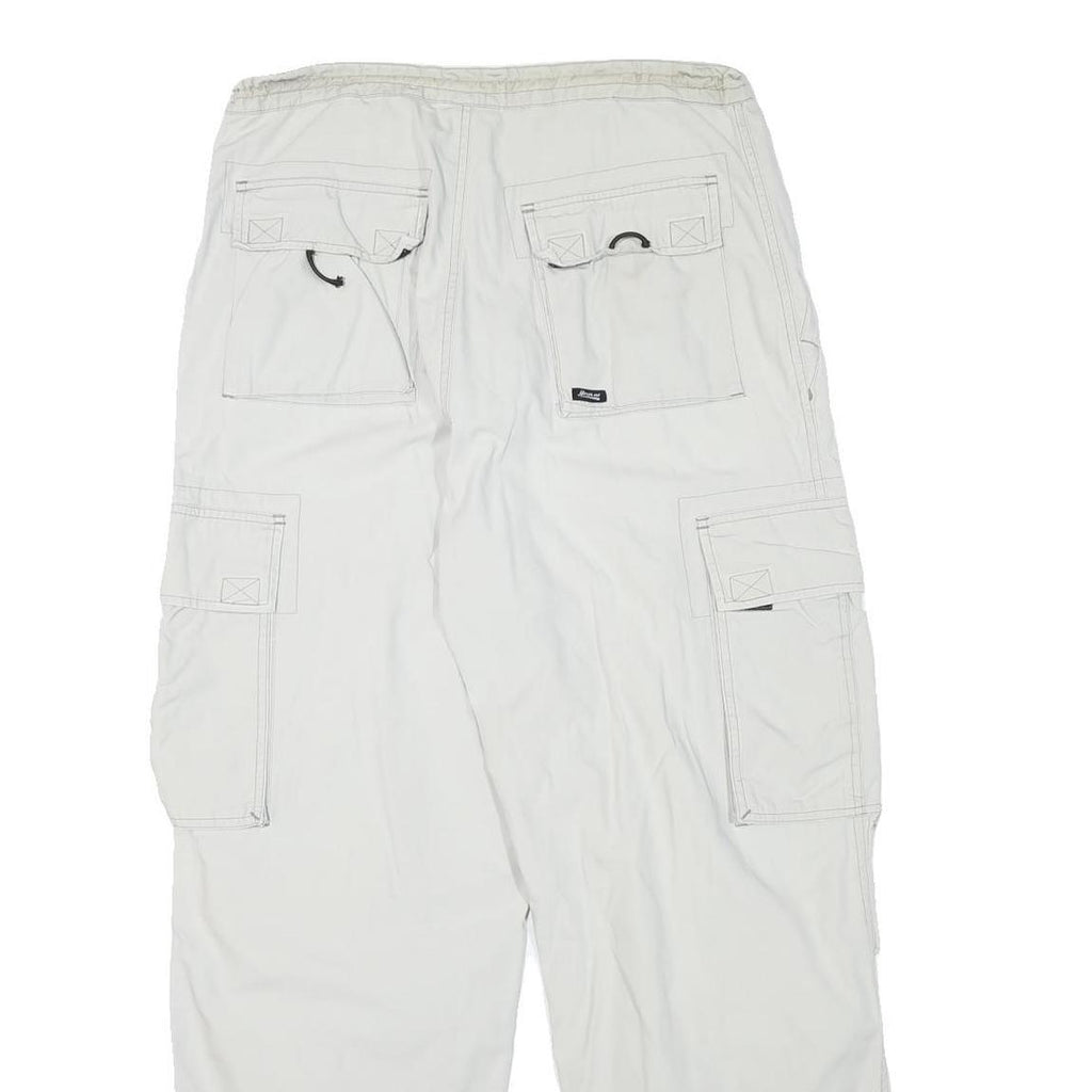 YES OR NO Mens Relaxed Drawstring Cotton Blend White Cargo Trousers W32 L29