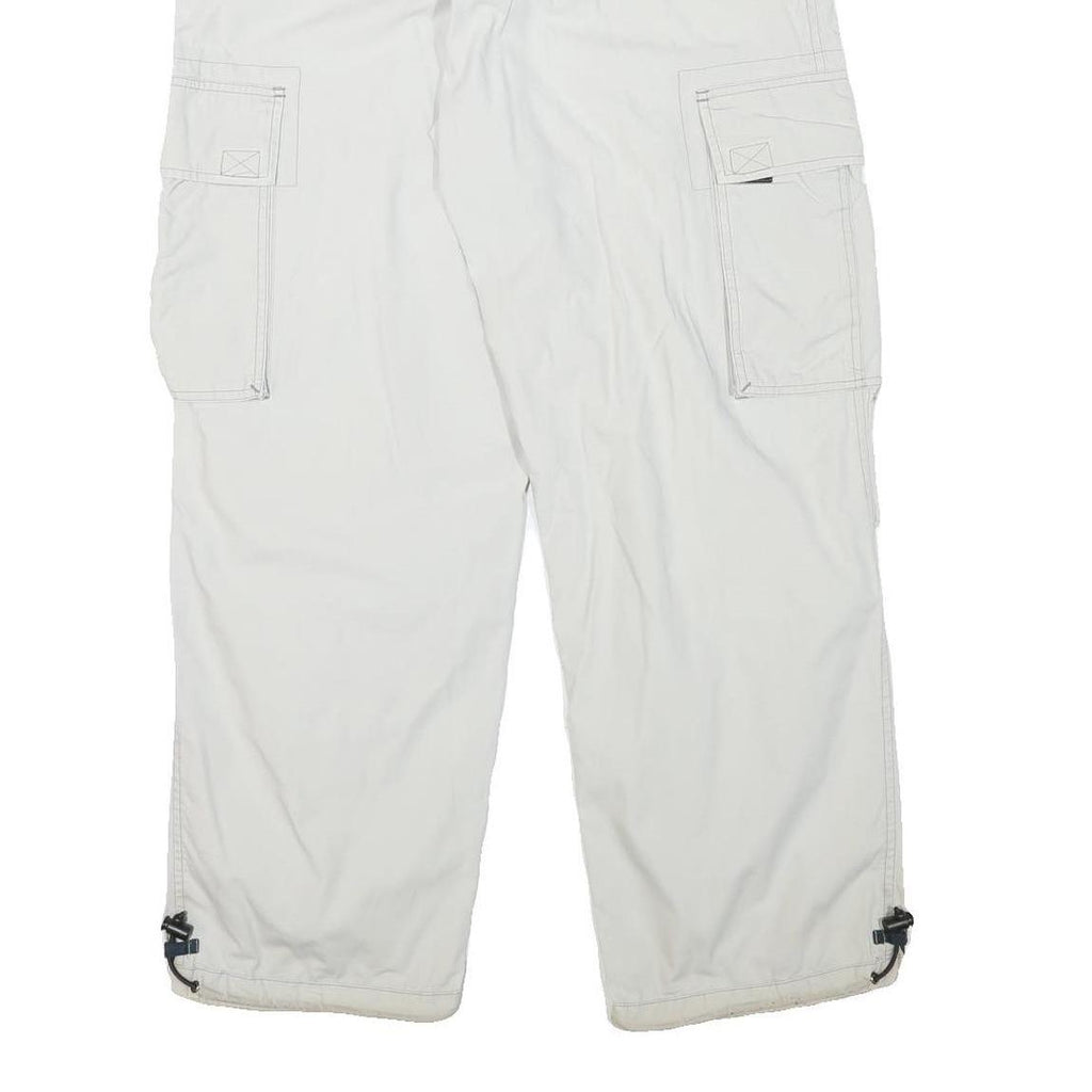 YES OR NO Mens Relaxed Drawstring Cotton Blend White Cargo Trousers W32 L29