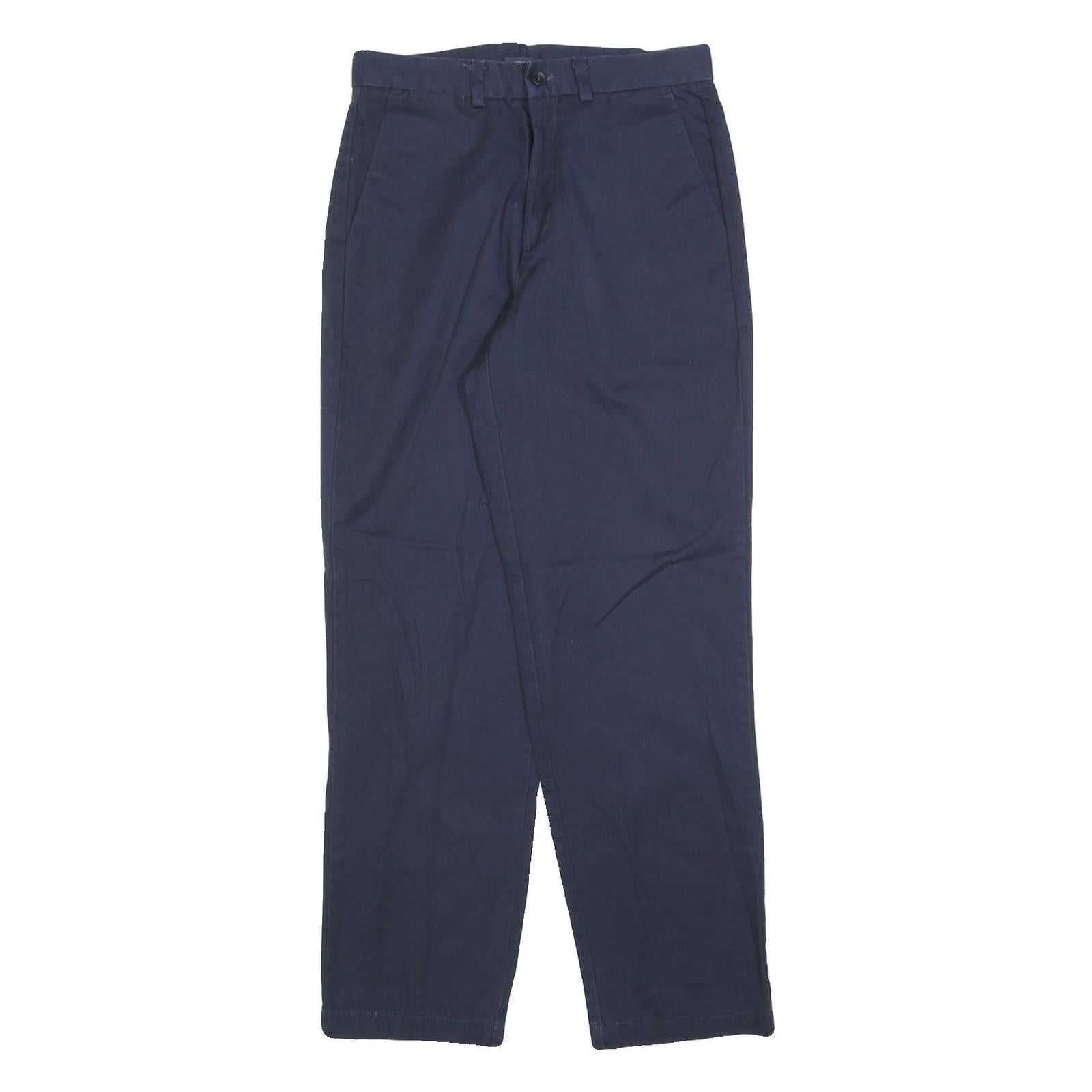 DOCKERS Womens Cotton Blend Navy Blue Regular Fit Straight Leg Trousers W28 L28