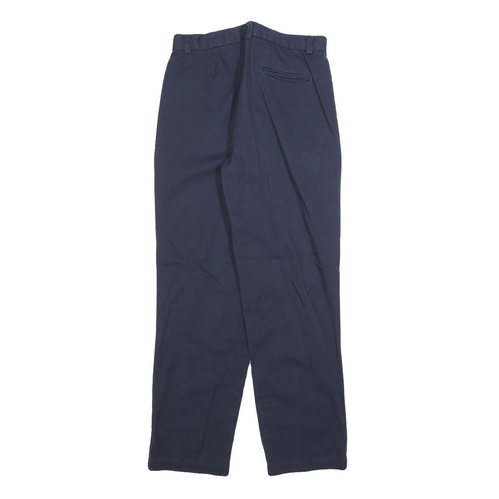 DOCKERS Womens Cotton Blend Navy Blue Regular Fit Straight Leg Trousers W28 L28