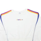 CHAMPION Girls White Purple & Yellow Stripe Crew Neck XL Sweatshirt Cotton Blend
