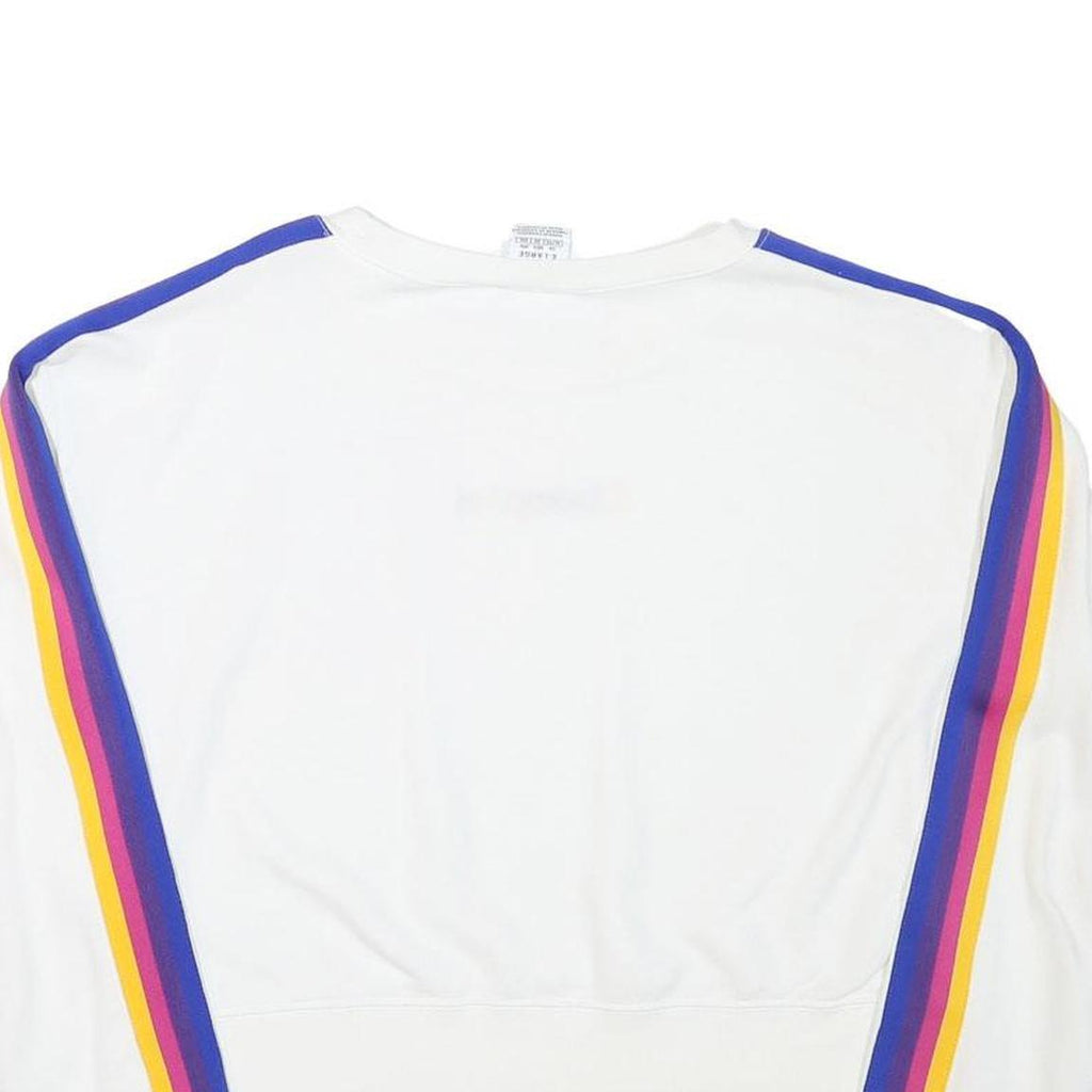 CHAMPION Girls White Purple & Yellow Stripe Crew Neck XL Sweatshirt Cotton Blend