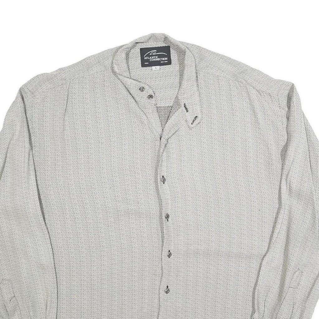ATLANTIC CONNECTION Womens Grey Printed Shirt Long Sleeve Button Neck L