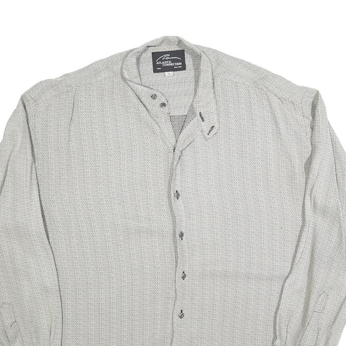 ATLANTIC CONNECTION Womens Grey Printed Shirt Long Sleeve Button Neck L
