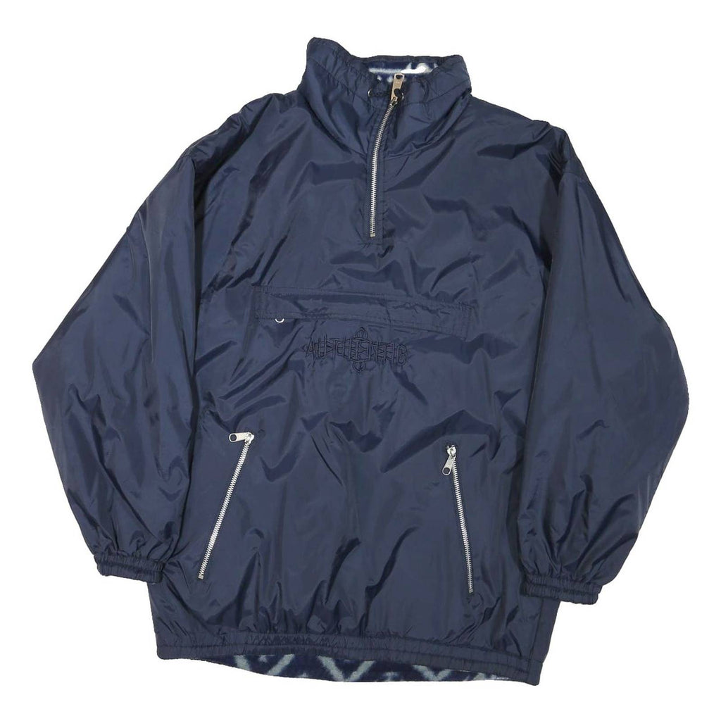 Womens Navy Blue Reversible Nylon Jacket L Lightweight Zip Front