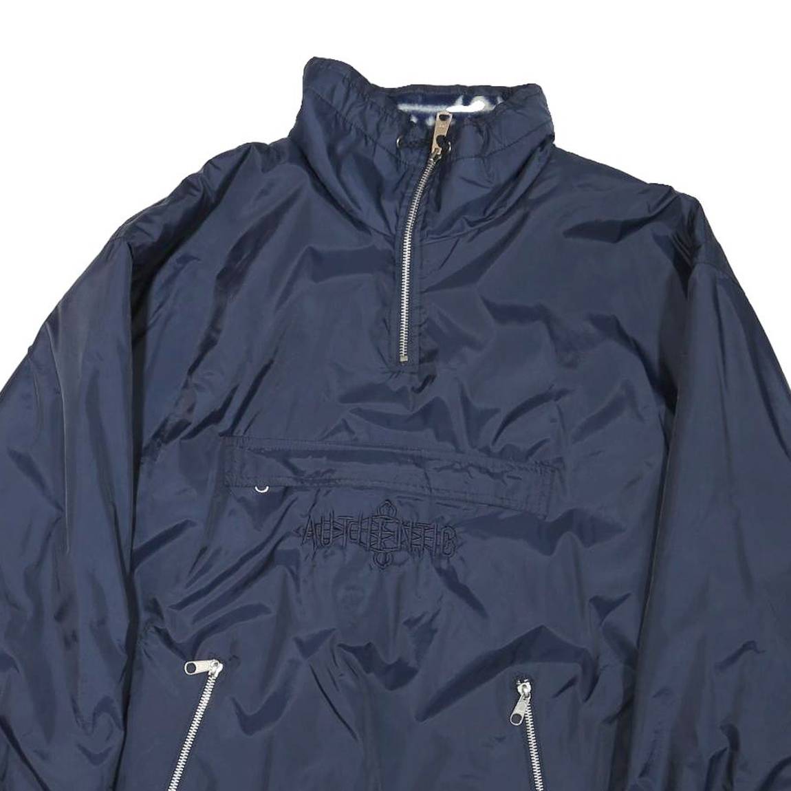 Womens Navy Blue Reversible Nylon Jacket L Lightweight Zip Front