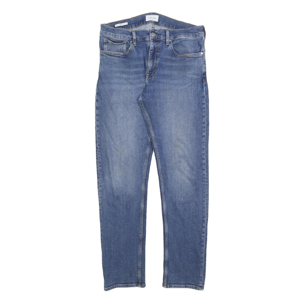 CALVIN KLEIN Mens Jeans Blue Slim Skinny Denim Medium W34 L32 Zip Closure