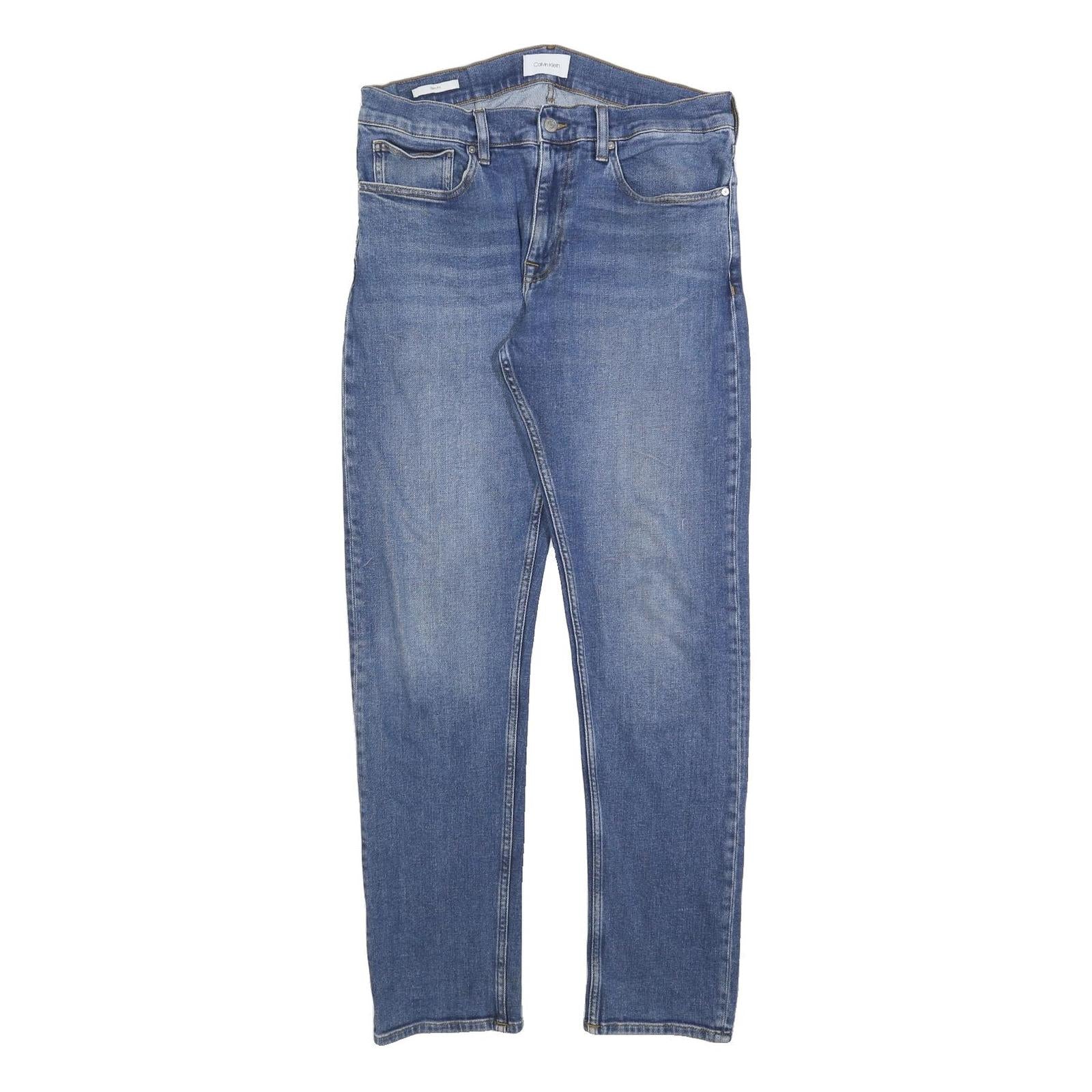 CALVIN KLEIN Mens Jeans Blue Slim Skinny Denim Medium W34 L32 Zip Closure