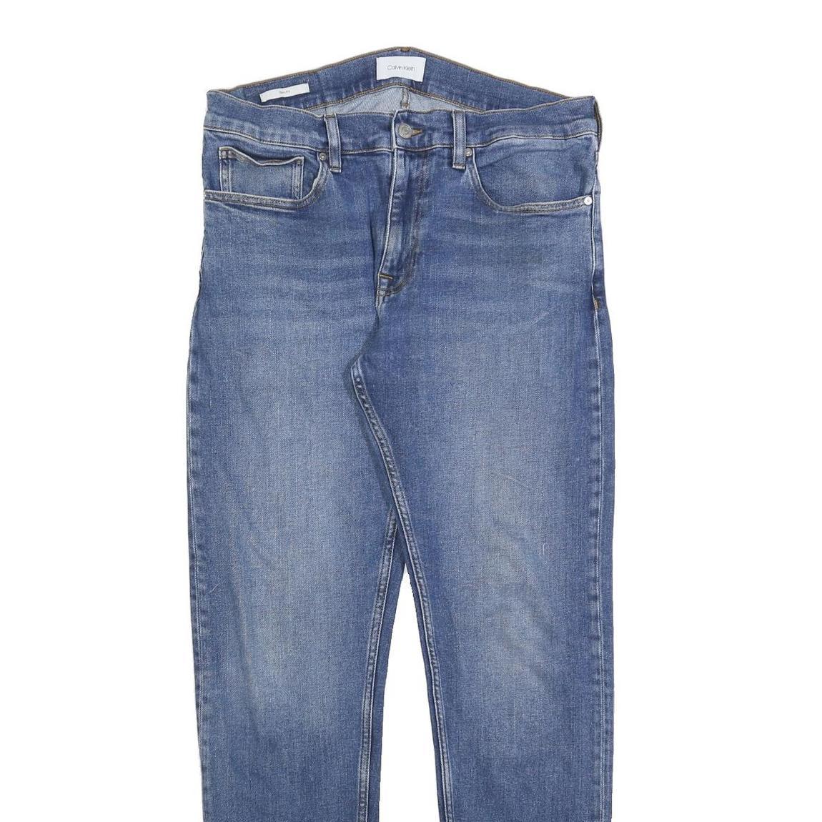 CALVIN KLEIN Mens Jeans Blue Slim Skinny Denim Medium W34 L32 Zip Closure