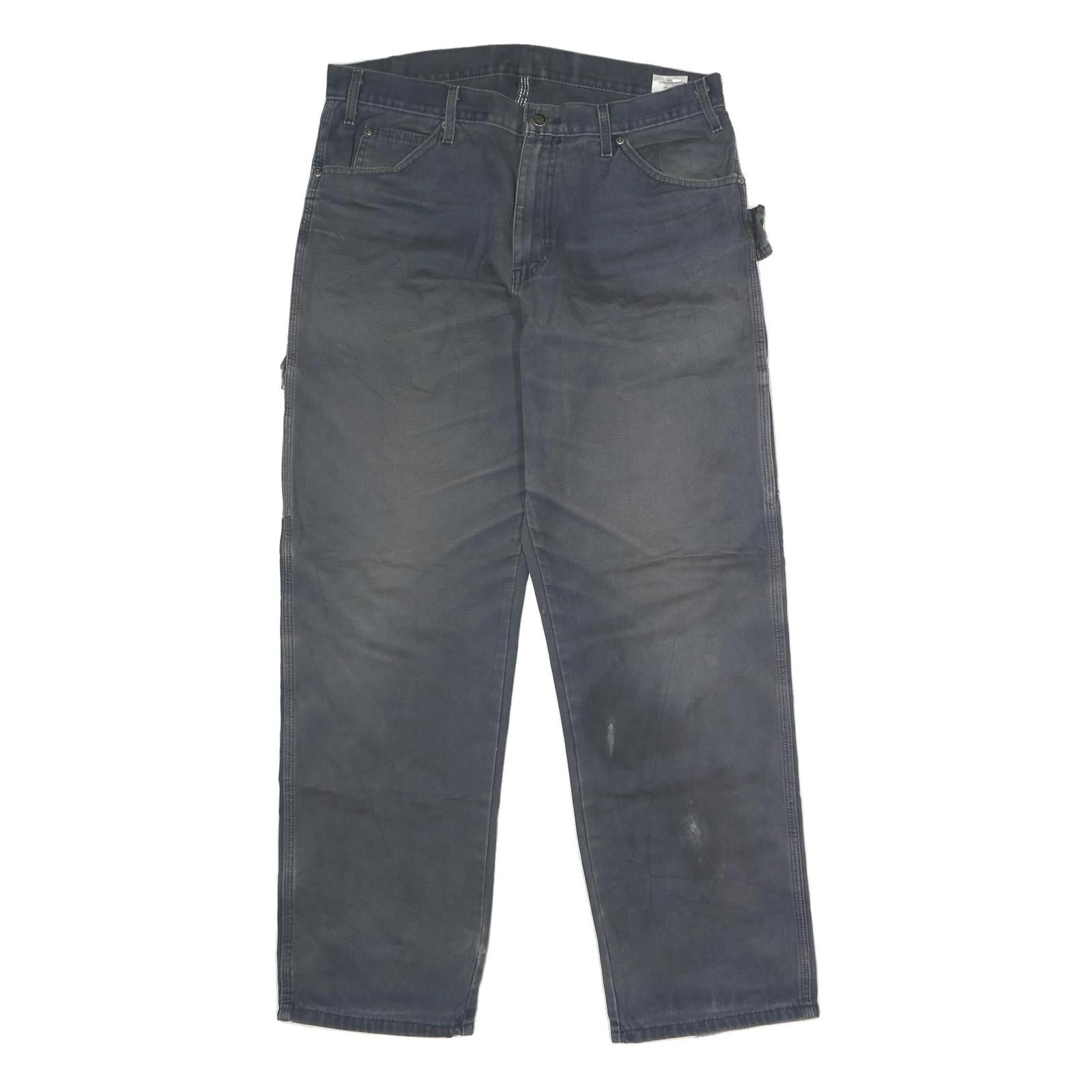 DICKIES Mens Jeans Blue Regular Straight Denim W36 L32 Workwear Casual Durable