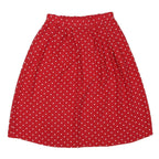 SAG HARBOUR Womens Red Polka Dot Midi Polyester Blend Swing Skirt M Comfortable