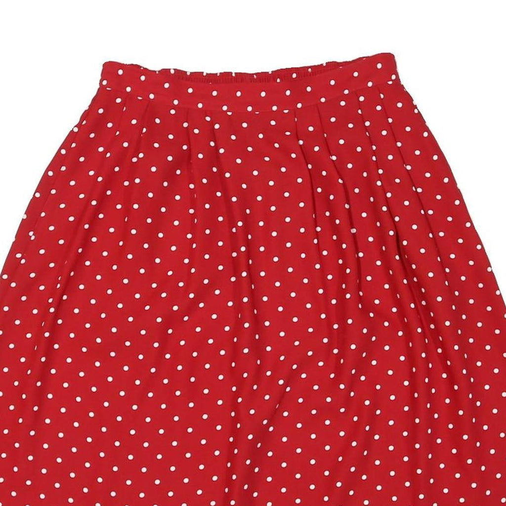 SAG HARBOUR Womens Red Polka Dot Midi Polyester Blend Swing Skirt M Comfortable