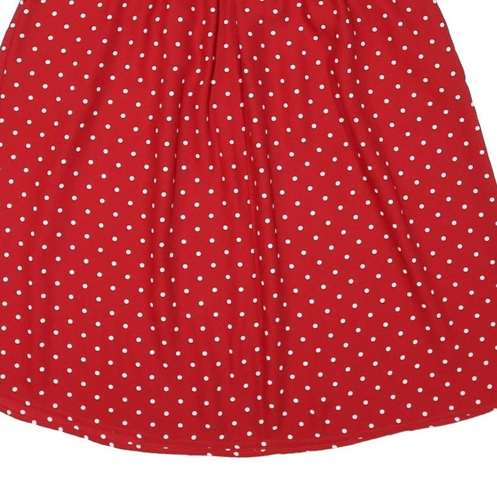 SAG HARBOUR Womens Red Polka Dot Midi Polyester Blend Swing Skirt M Comfortable