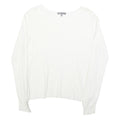 LAURA ASHLEY Womens White Cotton Blend Basic Long Sleeve Round Neck Top UK 14