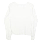 LAURA ASHLEY Womens White Cotton Blend Basic Long Sleeve Round Neck Top UK 14