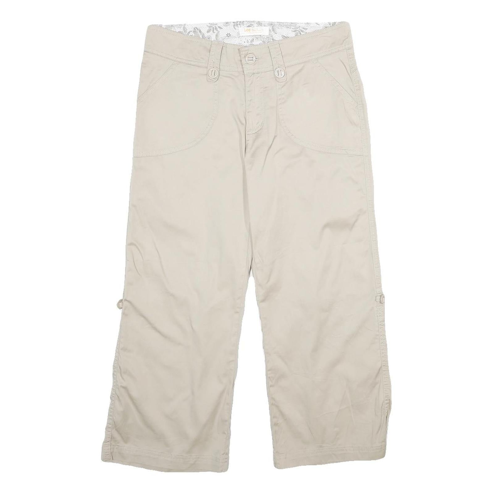 LEE Womens Shorts Beige Casual UK 10 W30 Cotton Blend Lightweight