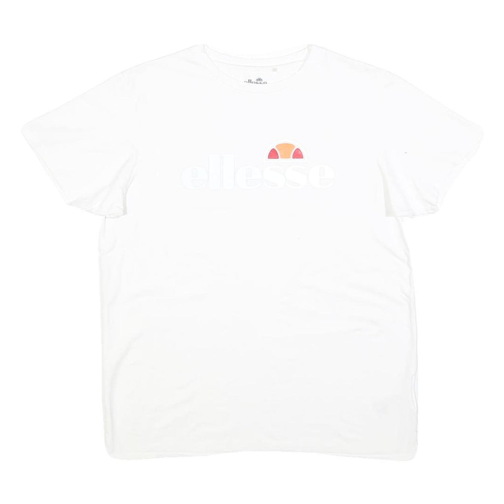 ELLESSE Womens White Logo Graphic T-Shirt M Short Sleeve Crew Neck Cotton Blend