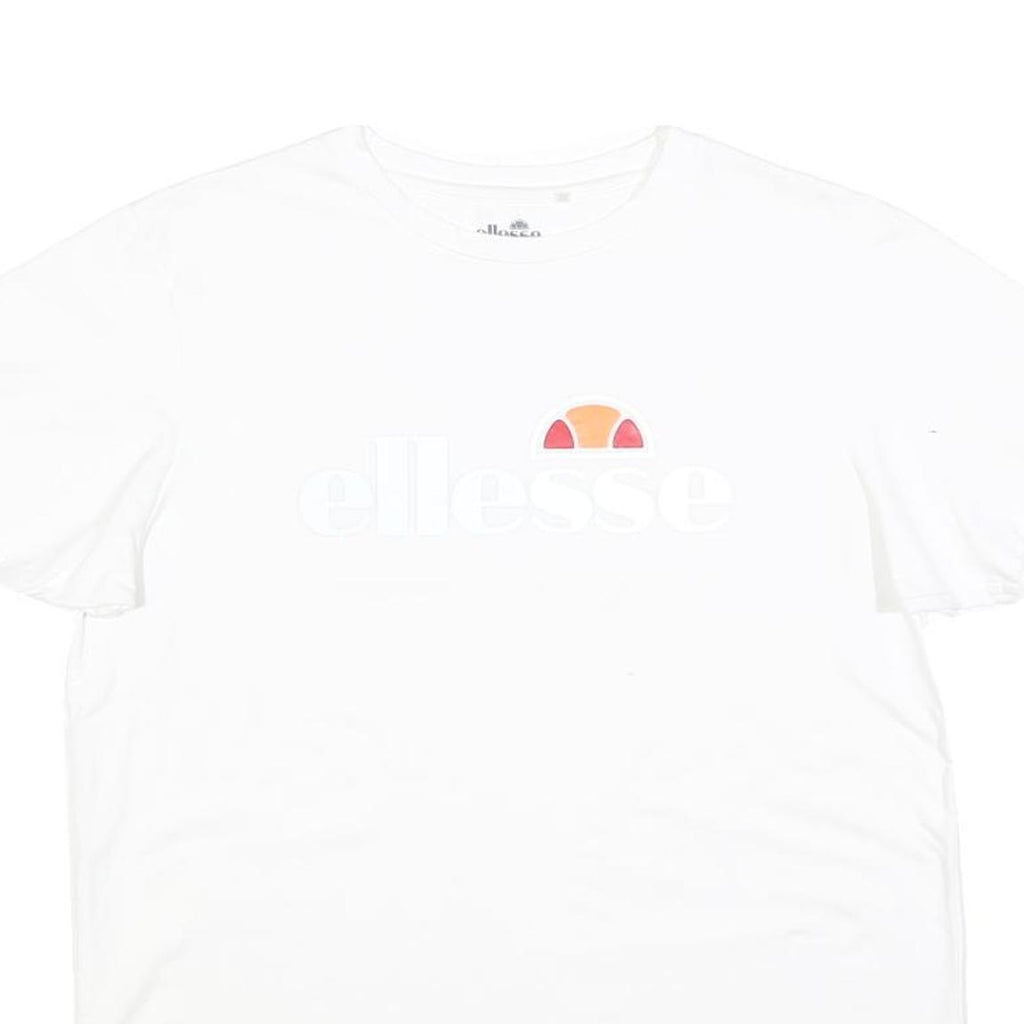 ELLESSE Womens White Logo Graphic T-Shirt M Short Sleeve Crew Neck Cotton Blend